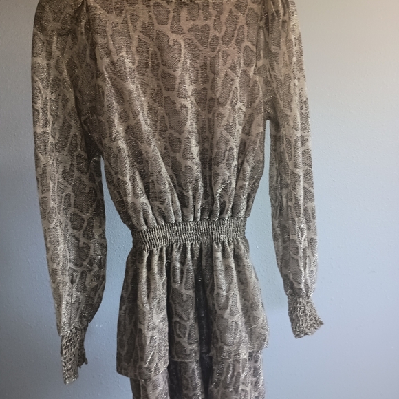 Show Me Your MuMu Russo Ruffle Metallic Python Smocked Dress - Picture 10 of 11